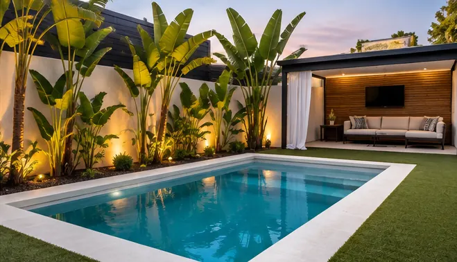 Cabana — compact Optima pool with corner entry steps and a turquoise interior in Las Vegas