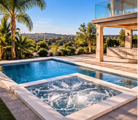 Overlook — Optima pool with a bubbling spa set inside and a deep blue interior in Las Vegas