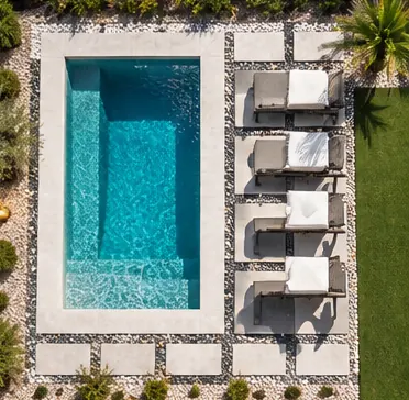Sundeck — slim Optima pool with built-in entry steps and a turquoise interior in Las Vegas
